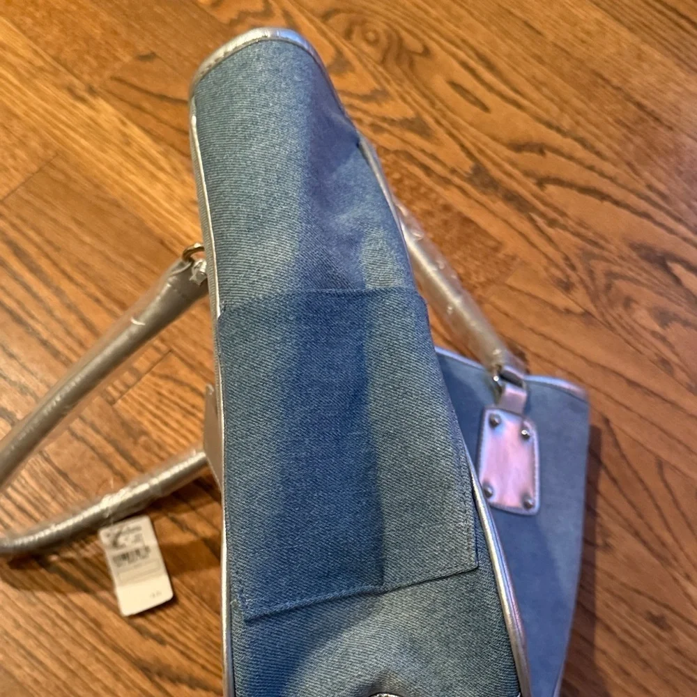 Neiman Marcus Vintage Denim Blue and Silver Shoulder Bag Tote Casual Travel